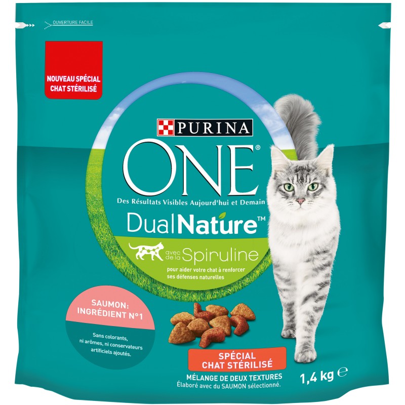 CROQUETTES CHAT PURINA ONE DUALNATURE CHAT STÉRILISÉ - SPIRULINE