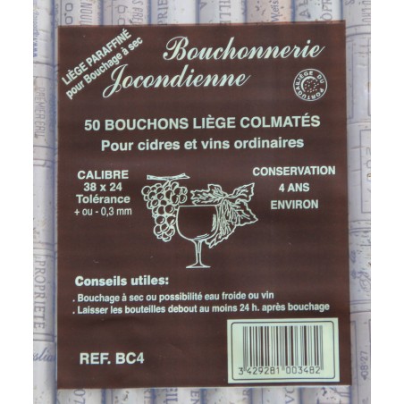50 BOUCHONS CYLINDRIQUES 38/24 MM 50 BOUCHONS CYLINDRIQUES 38/24 MM