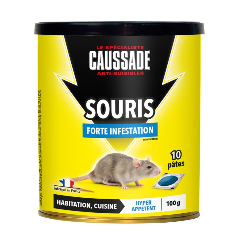 Pâte contre rats, souris. Espèces résistantes 150 grammes Caussade,  Souricide Raticide (Brodifacoum) - ISI-Jardin