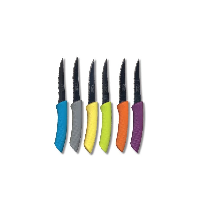 SET DE 6 COUTEAUX A STEAK - INOX - COLORIS ASSORTIS - JEAN DUBOST