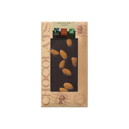 Chocolat noir amandes bio sans huile de palme