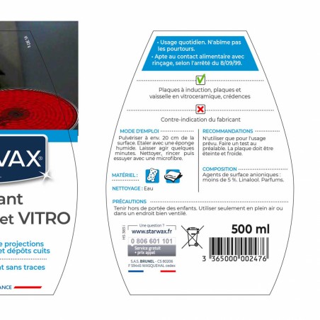 NETTOYANT VITROCERAMIQUE ET INDUCTION 500ML - STARWAX