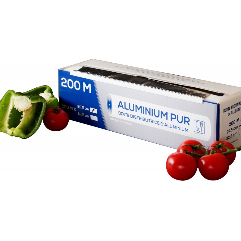 Rouleau papier aluminium alimentaire, boite distributrice 200 m x 30 cm