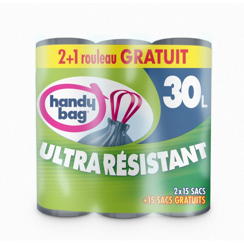SAC POUBELLE POIGNEES COULISSANTES 30L 2RL SAC POUBELLE POIGNEES COULISSANTES 30L 2RL