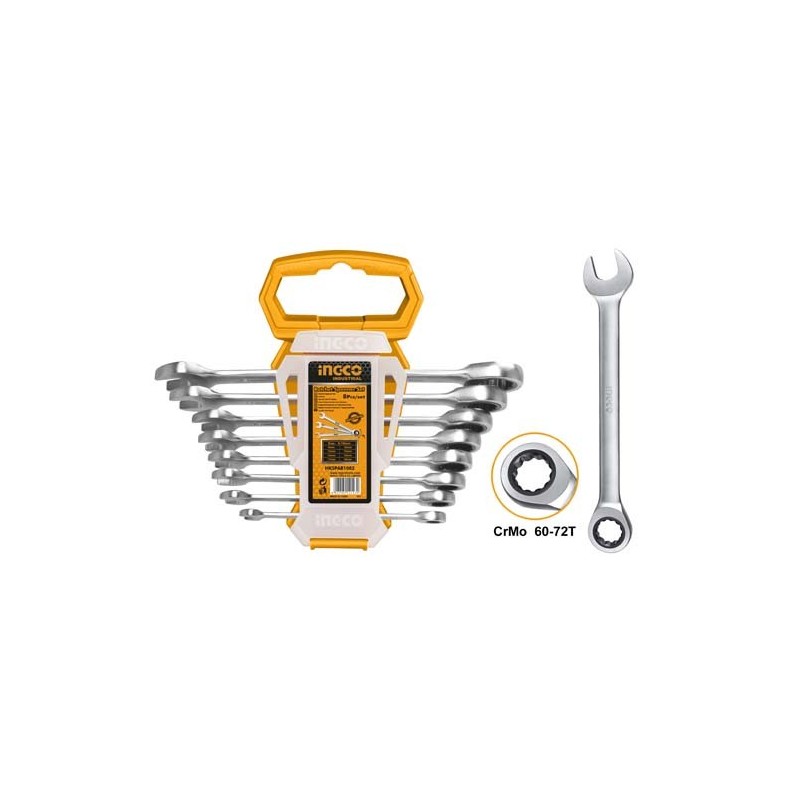 CLE MIXTES A CLIQUET JEU DE 8 PRO 6-19MM CLE MIXTES A CLIQUET JEU DE 8 PRO 6-19MM