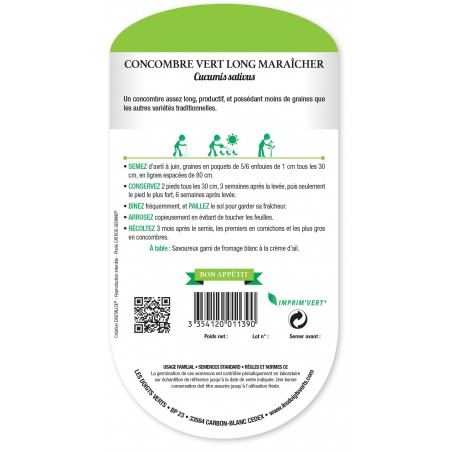 CONCOMBRE VERT LONG MARAÎCHER cat2 CONCOMBRE VERT LONG MARAÎCHER cat2