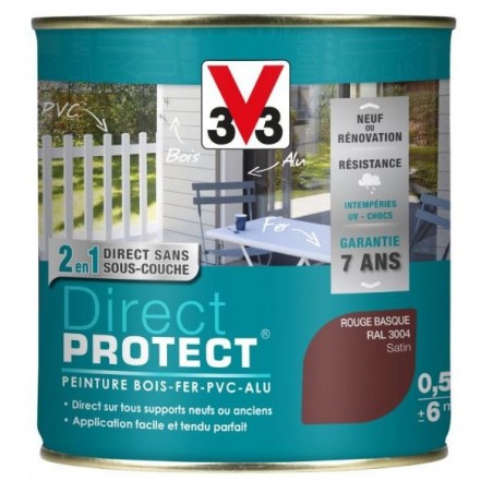 PEINTURE MULTI-MATERIAUX DIRECT PROTECT ROUGE BASQUE SATIN 0.5L