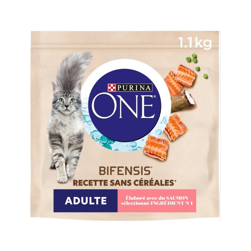 CROQUETTES CHAT ADULTE SANS CÉRÉALES AU SAUMON 1.1KG - PURINA ONE