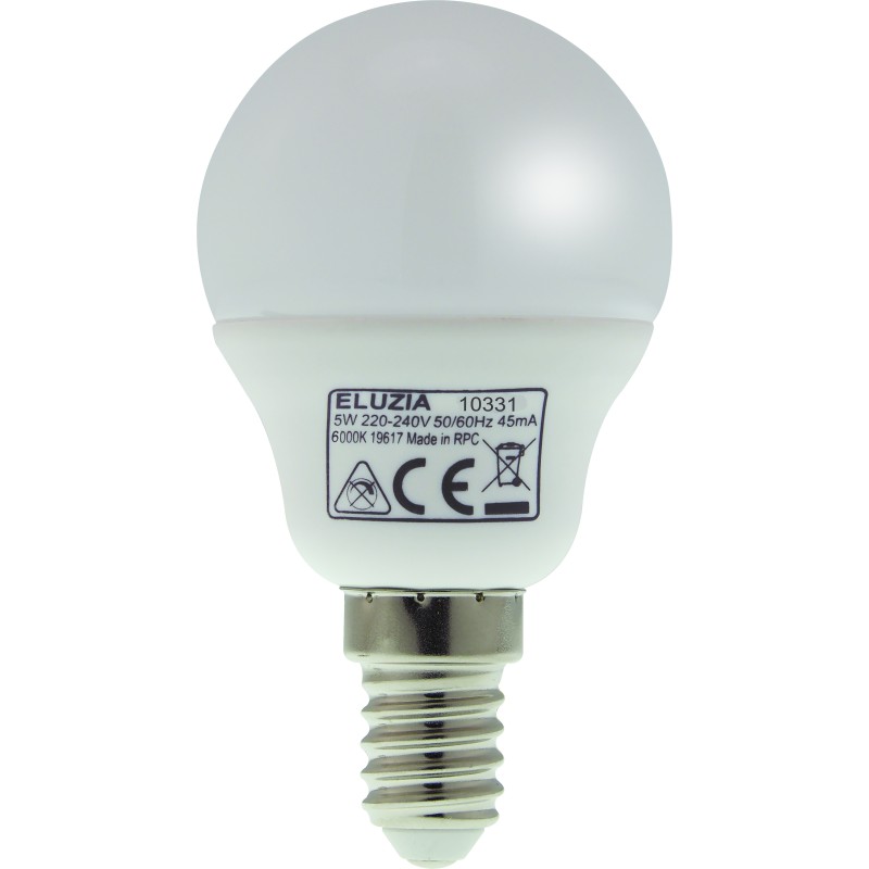 Ampoule LED SMD E14 Mini Sphérique Opale 5 W : 40 W Blanc froid 6000 K -  ELUZIA