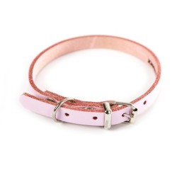 COLLIER CUIR 14-36CM ROSE