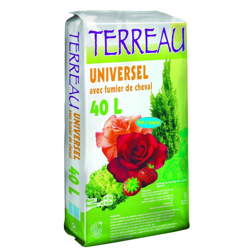 TERREAU HORTICOLE ENRICHI AU FUMIER DE CHEVAL 40L TERREAU HORTICOLE ENRICHI AU FUMIER DE CHEVAL 40L