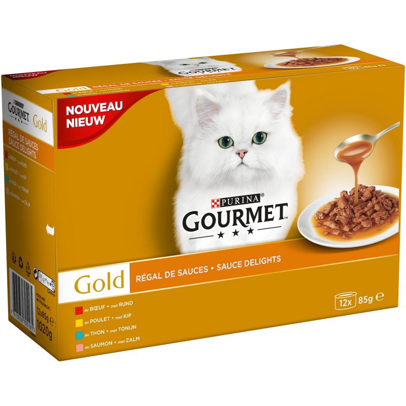 ALIMENT HUMIDE CHAT GOURMET GOLD - RÉGAL DE SAUCES 12X85G