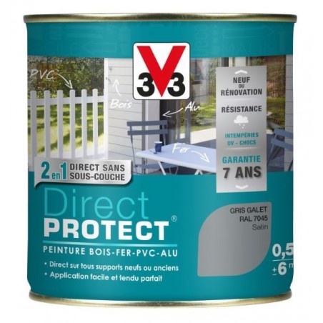 PEINTURE MULTI-MATERIAUX DIRECT PROTECT GRIS GALET SATIN 0.5L PEINTURE MULTI-MATERIAUX DIRECT PROTECT GRIS GALET SATIN 0.5L