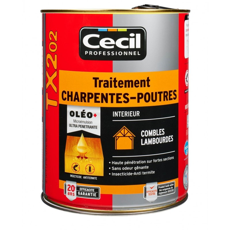 TRAITEMENT TX202 POUTRE CHARPENTE SANS ODEUR 5L TRAITEMENT TX202 POUTRE CHARPENTE SANS ODEUR 5L
