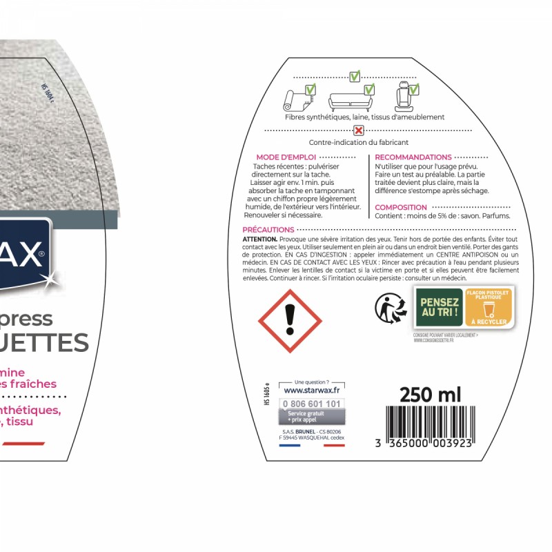 Detachant pour tapis/moquettes STARWAX Nettoyant Express 250 ml