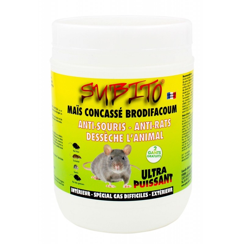 MAÏS CONCASSÉ BRODIFACOUM SOURIS/RATS 150G - SUBITO