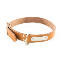 COLLIER 31-62CM CUIR BEIGE