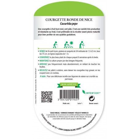 COURGETTE RONDE DE NICE 5 GR cat2 COURGETTE RONDE DE NICE 5 GR cat2
