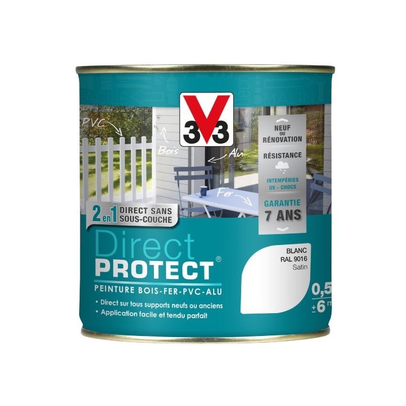 PEINTURE MULTI-MATERIAUX DIRECT PROTECT BLANC SATIN 0.5 L