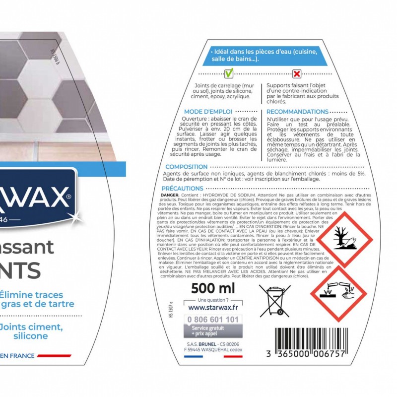Starwax Décrassant joints de carrelage et silicone (500ml) au