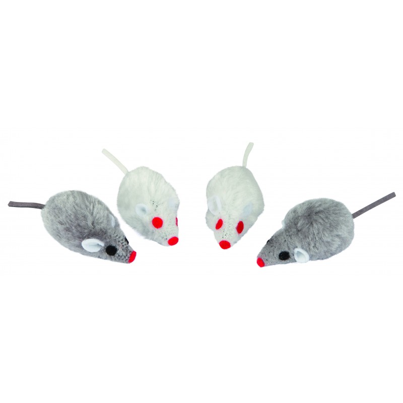 SOURIS GRIS/BLANC   CAT NIP  4 PCS.  5 CM