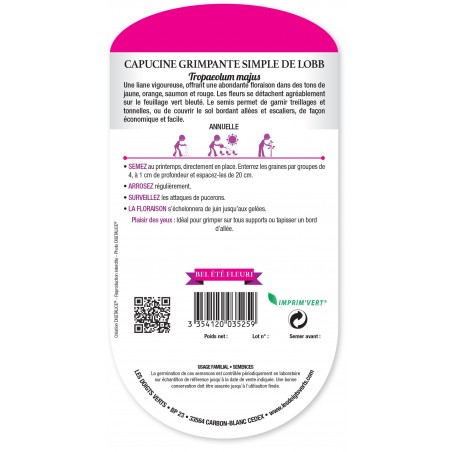 CAPUCINE GRIMPANTE SIMPLE DE LOBB cat2 CAPUCINE GRIMPANTE SIMPLE DE LOBB cat2