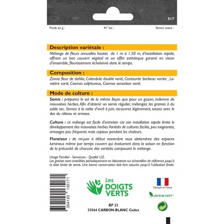MELANGE DE FLEURS POUR JACHERES HAUTES cat2 MELANGE DE FLEURS POUR JACHERES HAUTES cat2