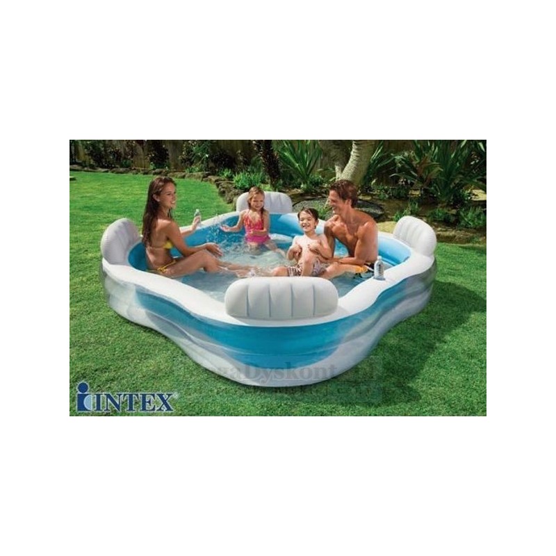 PISCINE BOUDIN CARREE 229X229X66CM 4 SIEGES 2 REPOSE-VERRE