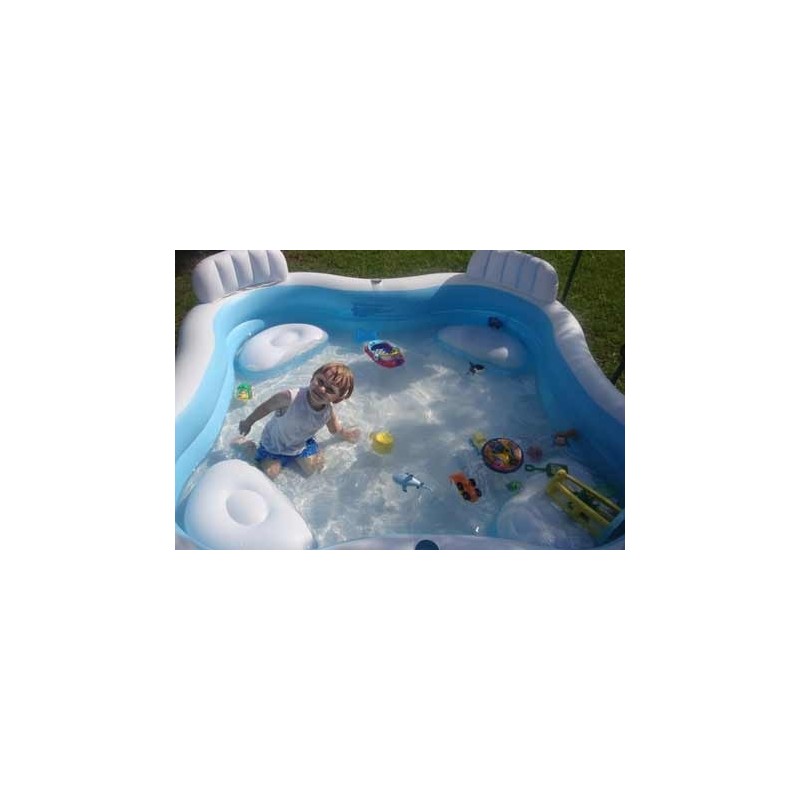 PISCINE BOUDIN CARREE 229X229X66CM 4 SIEGES 2 REPOSE-VERRE