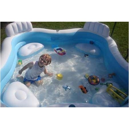 PISCINE BOUDIN CARREE 229X229X66CM 4 SIEGES 2 REPOSE-VERRE