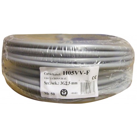 CABLE HO5 VVF 3X2.5 BOB.50M GRIS