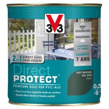 PEINTURE MULTI-MATERIAUX DIRECT PROTECT VERT BASQUE SATIN 0.5L