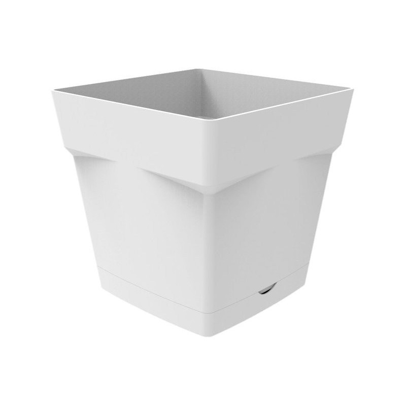 POT TOSCANE CARRE +SOUC. 24.8X24.8X24-1.2 L BLANC