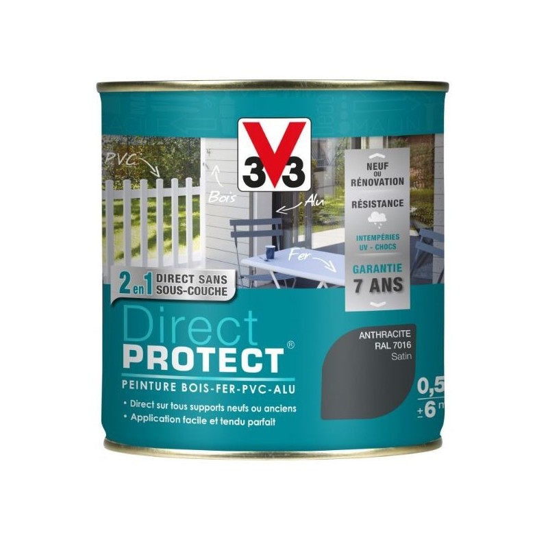 PEINTURE MULTI-MATERIAUX DIRECT PROTECT ANTHRACITE SATIN 0.5 L