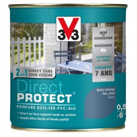 PEINTURE MULTI-MATERIAUX DIRECT PROTECT BLEU ORAGE SATIN 0.5L