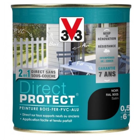 PEINTURE MULTI-MATERIAUX DIRECT PROTECT NOIR SATIN 0.5L