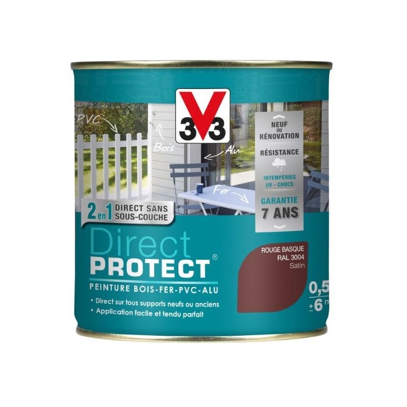 PEINTURE MULTI-MATERIAUX DIRECT PROTECT ROUGE BASQUE SATIN 0.5L