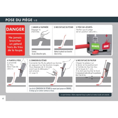 Piège anti-taupe Détaupeur, 1 piège et 4 rechages