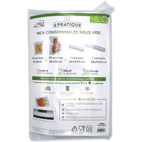 PACK CONSOMMABLES SOUS VIDE 70 SACS & 2 ROULEAUX - LE PRATIQUE