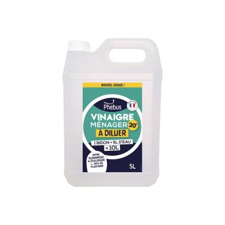 VINAIGRE MÉNAGER 20° À DILUER 5L - PHEBUS