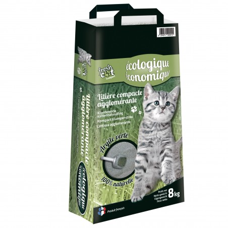 LITIERE CHAT FRESH CAT ARGILE VERTE 8KG