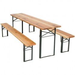 TABLE + 2 BANCS PLIANTS -...