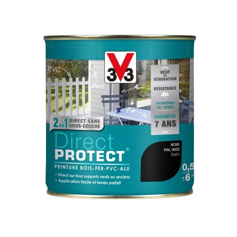 PEINTURE MULTI-MATERIAUX DIRECT PROTECT NOIR SATIN 0.5L