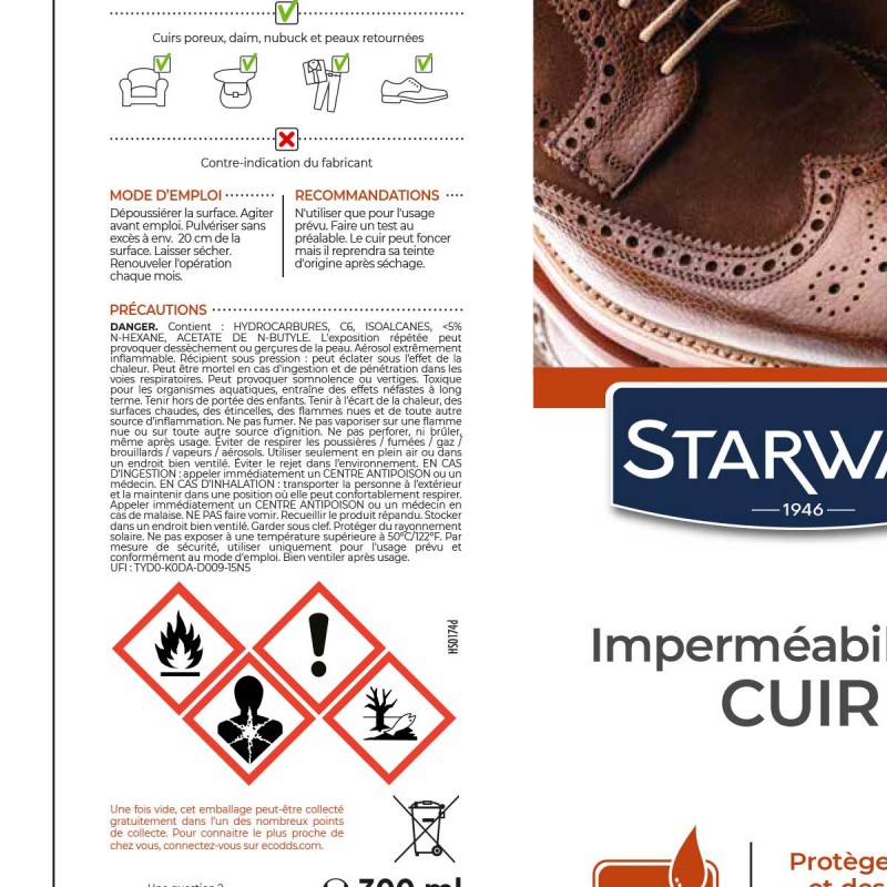 IMPERMÉABILISANT CUIR/DAIM/NUBUCK 300ML - STARWAX