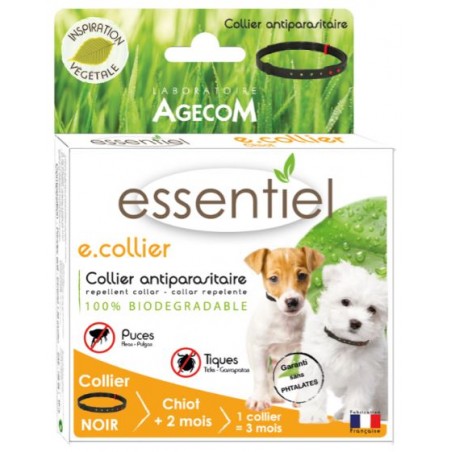 COLLIER ANTI-PARASITAIRE NOIR POUR CHIEN 41CM - Agecom laboratoire