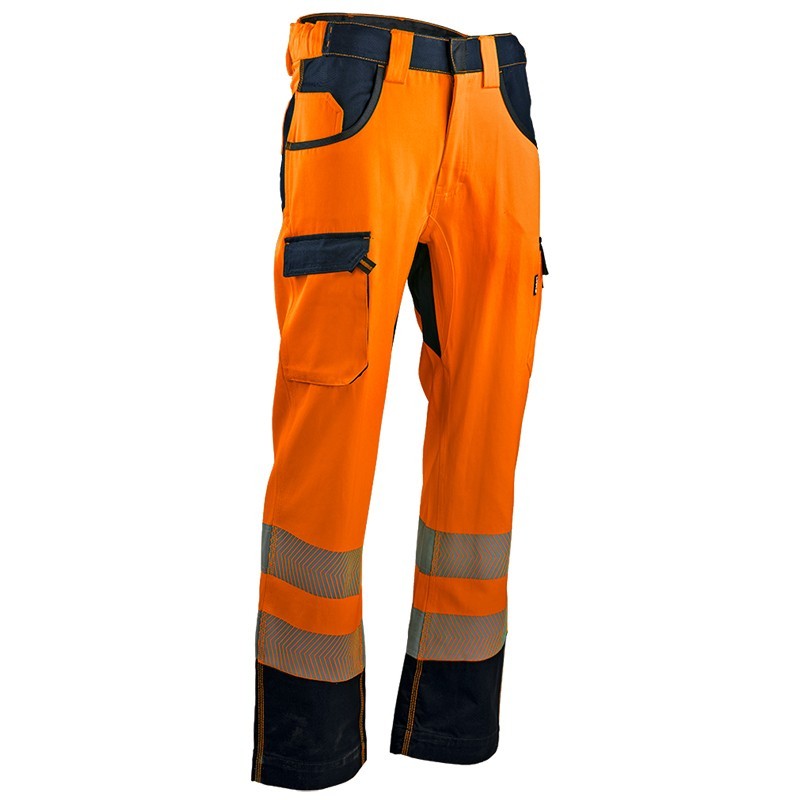 PANTALON HAUTE VISIBILITÉ ORANGE FLUO/MARINE HOMME - LMA