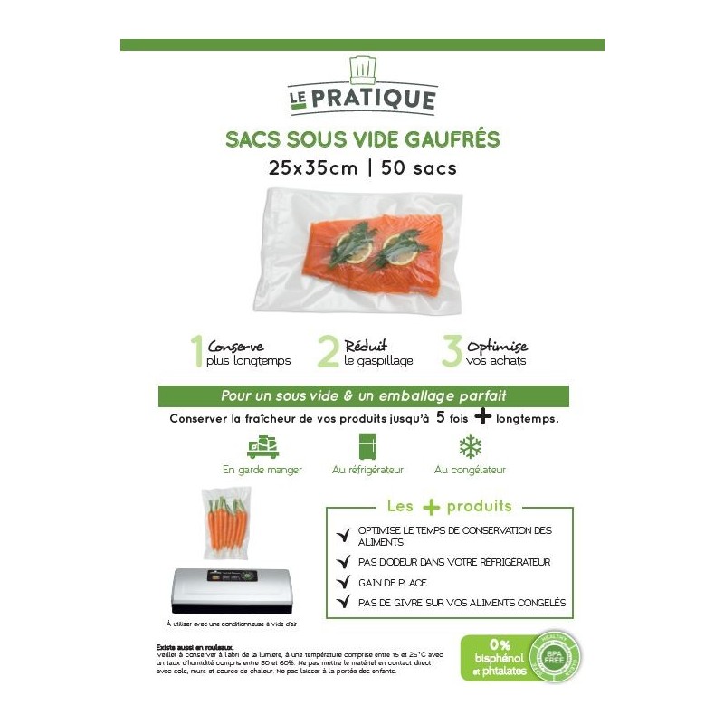 SACS SOUS VIDE GAUFFRES 25X35CM X50 SACS SACS SOUS VIDE GAUFFRES 25X35CM X50 SACS