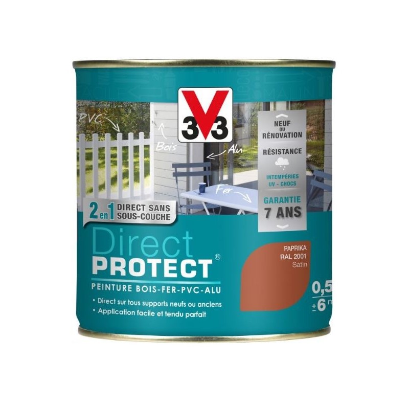 PEINTURE MULTI-MATERIAUX DIRECT PROTECT PAPRIKA SATIN 0.5L