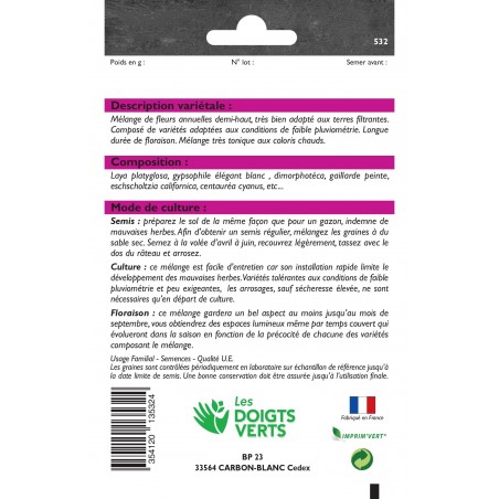 MELANGE DE FLEURS POUR TERRAIN SEC cat2 MELANGE DE FLEURS POUR TERRAIN SEC cat2