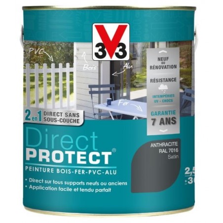 PEINTURE MULTI-MATERIAUX DIRECT PROTECT ANTHRACITE SATIN 2.5 L PEINTURE MULTI-MATERIAUX DIRECT PROTECT ANTHRACITE SATIN 2.5 L